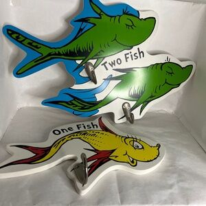 Dr. Seuss Wall Hanger/Coat Hanger/Hook Wall Mount One Fish Two Fish Vintage RARE